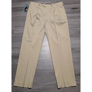 NWT Savane Men's‎ Flax Brown Stretch Crosshatch Straight Fit Pant Size 36x32